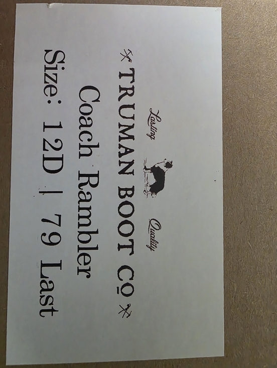 Truman Boot Co. Coach Rambler 12D 79 Last